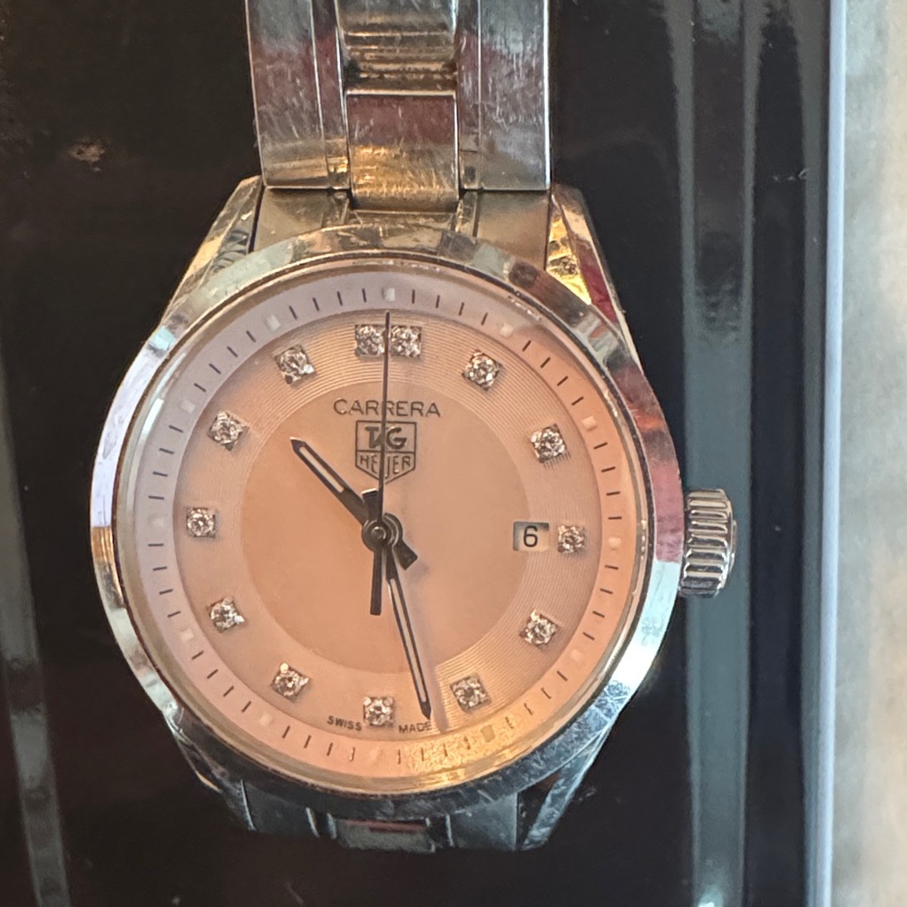 Tag Heuer Carrera Pink Dial Silver Watch